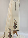Ivory Elegance: Multicolor Embroidered Cotton Unstitched Suit