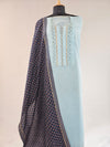 Light Blue Cotton Suit with Elegant Nalki Work & Printed Blue Dupatta