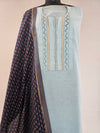 Light Blue Cotton Suit with Elegant Nalki Work & Printed Blue Dupatta