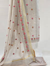 Elegant Light Grey Embroidered Linen Suit