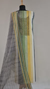 Lemon Green Multi Handloom Cotton Unstitched Suit