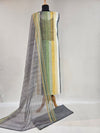 Lemon Green Multi Handloom Cotton Unstitched Suit