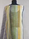 Lemon Green Multi Handloom Cotton Unstitched Suit