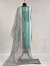 Elegant Handloom Cotton Unstitched Suit Set in Shades of Green & Grey