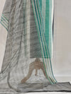Elegant Handloom Cotton Unstitched Suit Set in Shades of Green & Grey