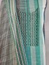 Elegant Handloom Cotton Unstitched Suit Set in Shades of Green & Grey