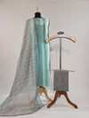 Elegant Handloom Cotton Unstitched Suit Set in Shades of Green & Grey