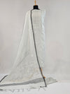 Soft Light Grey Chanderi Unstitched Suit Set with Real Mirror & Embroidery Work
