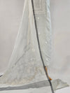 Soft Light Grey Chanderi Unstitched Suit Set with Real Mirror & Embroidery Work
