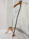 Soft Light Grey Chanderi Unstitched Suit Set with Real Mirror & Embroidery