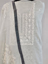 Soft Light Grey Chanderi Unstitched Suit Set with Real Mirror & Embroidery