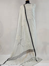 Soft Light Grey Chanderi Unstitched Suit Set with Real Mirror & Embroidery
