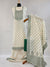 Cream & Green Kora Cotton Suit with Zari Weave and Elegant Bead Detailing