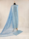 Elegant Light Blue Cotton Unstitched Suit with Hand Embroidery