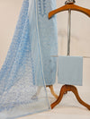 Elegant Light Blue Cotton Unstitched Suit with Hand Embroidery