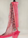 Elegant Light Pink Chanderi Silk Unstitched Suit Set with Kantha Stitch & Zari Work