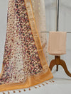 Light Peach Chanderi Silk Unstitched Suit with Kantha Stitch & Zari Weave