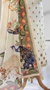 Light Yellow Linen Suit with Pitchwai Art Digital Dupatta