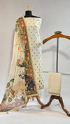 Light Yellow Linen Suit with Pitchwai Art Digital Dupatta