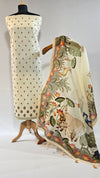 Light Yellow Linen Suit with Pitchwai Art Digital Dupatta
