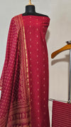 Soft Cotton Mehroon Unstitched Suit with Chanderi Block Print Dupatta