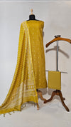 Soft Cotton Mustard Unstitched Suit with Chanderi Block Print Dupatta
