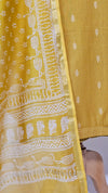 Soft Cotton Mustard Unstitched Suit with Chanderi Block Print Dupatta