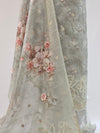 Graceful Green Linen Scalloped Unstitched Suit with Zari & Floral Weave
