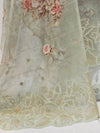 Graceful Green Linen Scalloped Unstitched Suit with Zari & Floral Weave