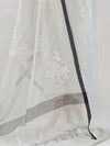 Soft Light Grey Chanderi Unstitched Suit Set with Real Mirror & Embroidery
