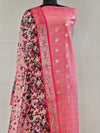 Elegant Light Pink Chanderi Silk Unstitched Suit Set with Kantha Stitch & Zari Work